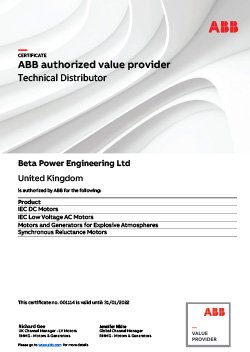 ABB Motors Certificate